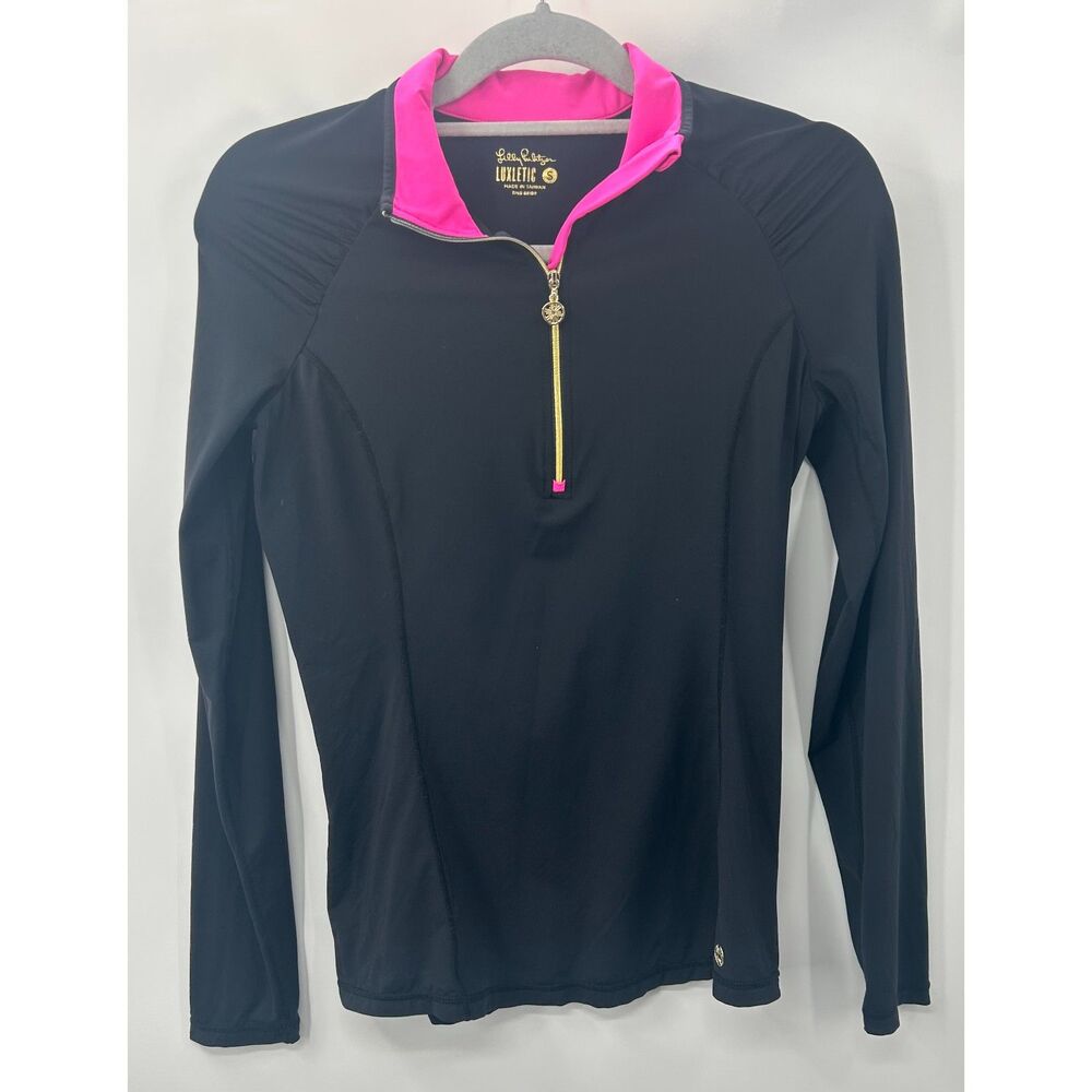 Lilly Pulitzer Women's Justine Half Zip UPF 50+ Black 1/4 Zip Luxletic S